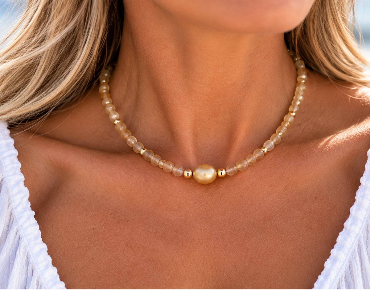 Golden South Sea Pearl & Citrine Necklace