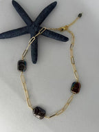 Peacock Biwa Pearl Paperclip Necklace