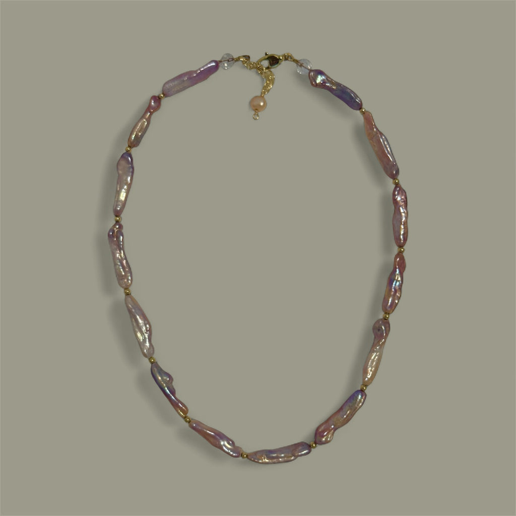 Mauve Stick Pearl Necklace