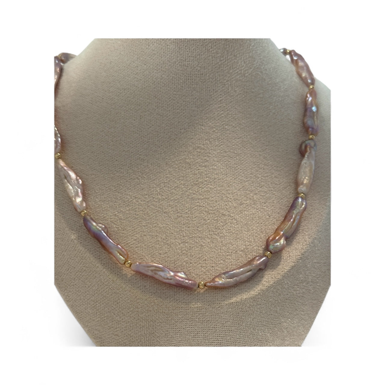 Mauve Stick Pearl Necklace
