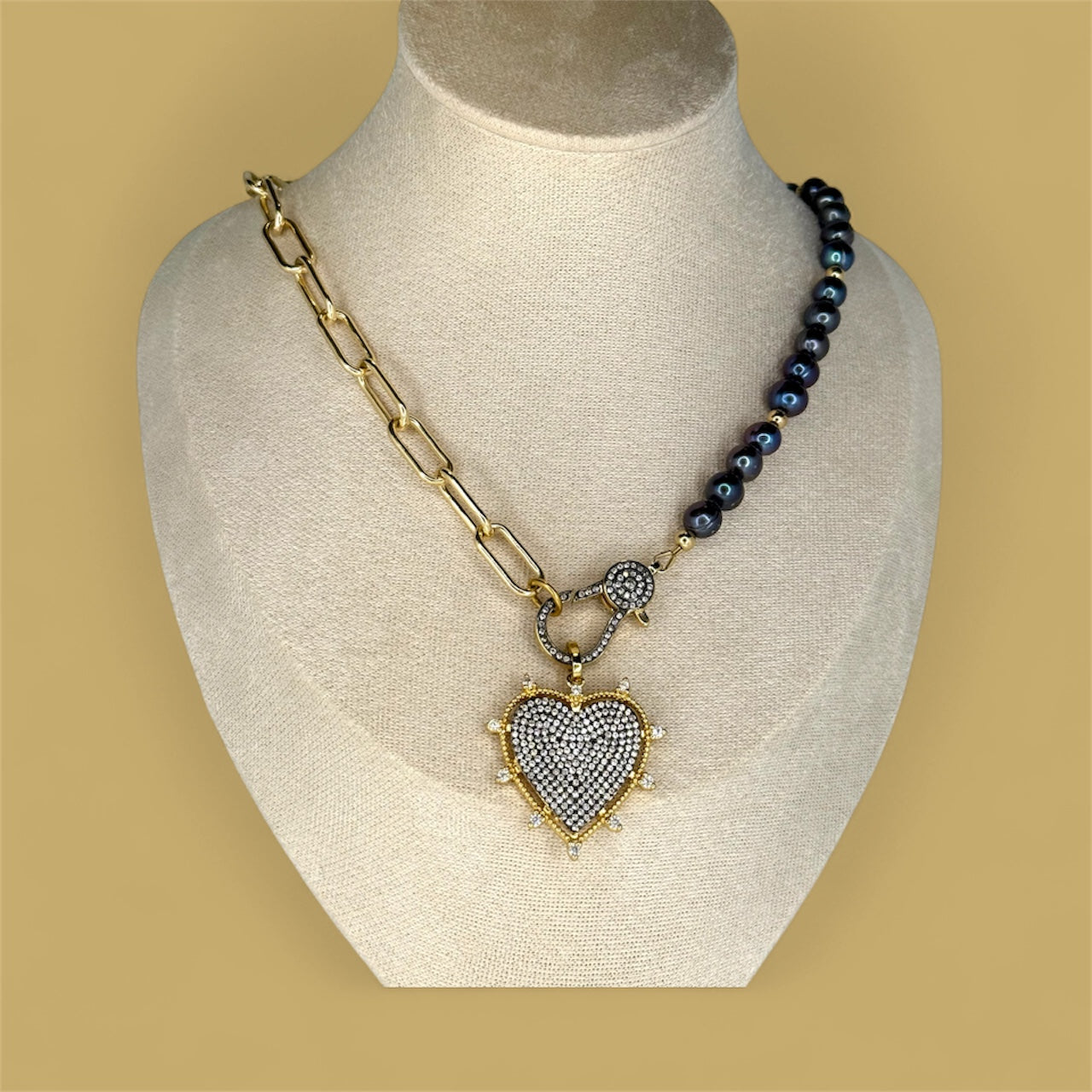 Asymmetrical Gold Filled & Peacock Pearl Necklace